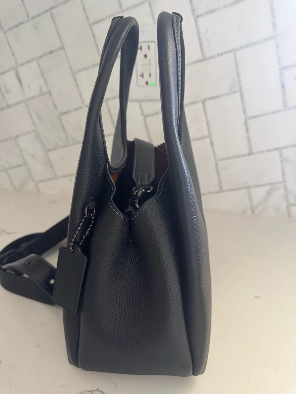 Coach Lana 23 Black on black Pebbled Leather Bag - Picture 4 of 12